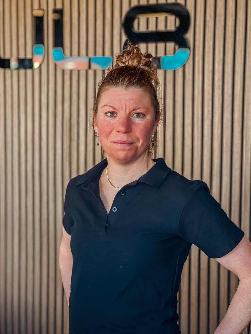 Portret van Merel, Spinning trainer